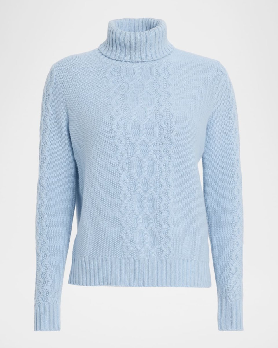Cashmere Placed Cable Turtleneck Sweat